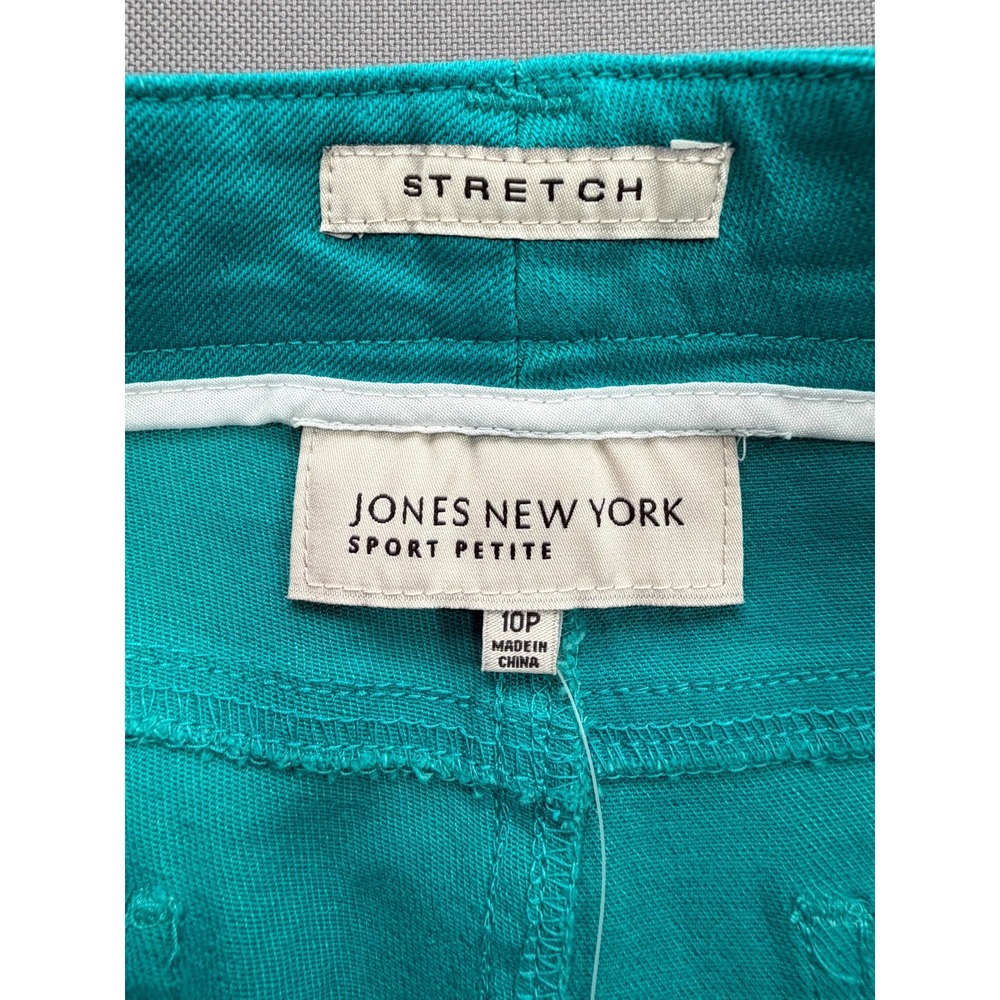 Jones New York Sport Petite Pants Aqua Green Rhinestone Stretch NWT | Womens 10P - Picture 3 of 15